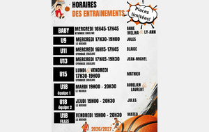 Entrainements saison 2026/2027 SENIORS